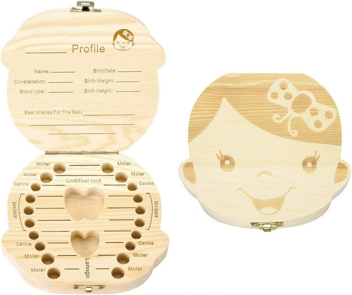 YOFAN tooth box girls pine wood closeup shows sturdy keepsake storage for baby teeth