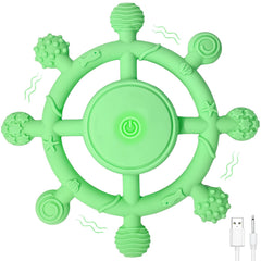YOFUN baby teether green front view showing soft silicone design for teething relief
