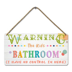 YOHIYE Kids bathroom sign front view—compact rustic charm adds playful decor.