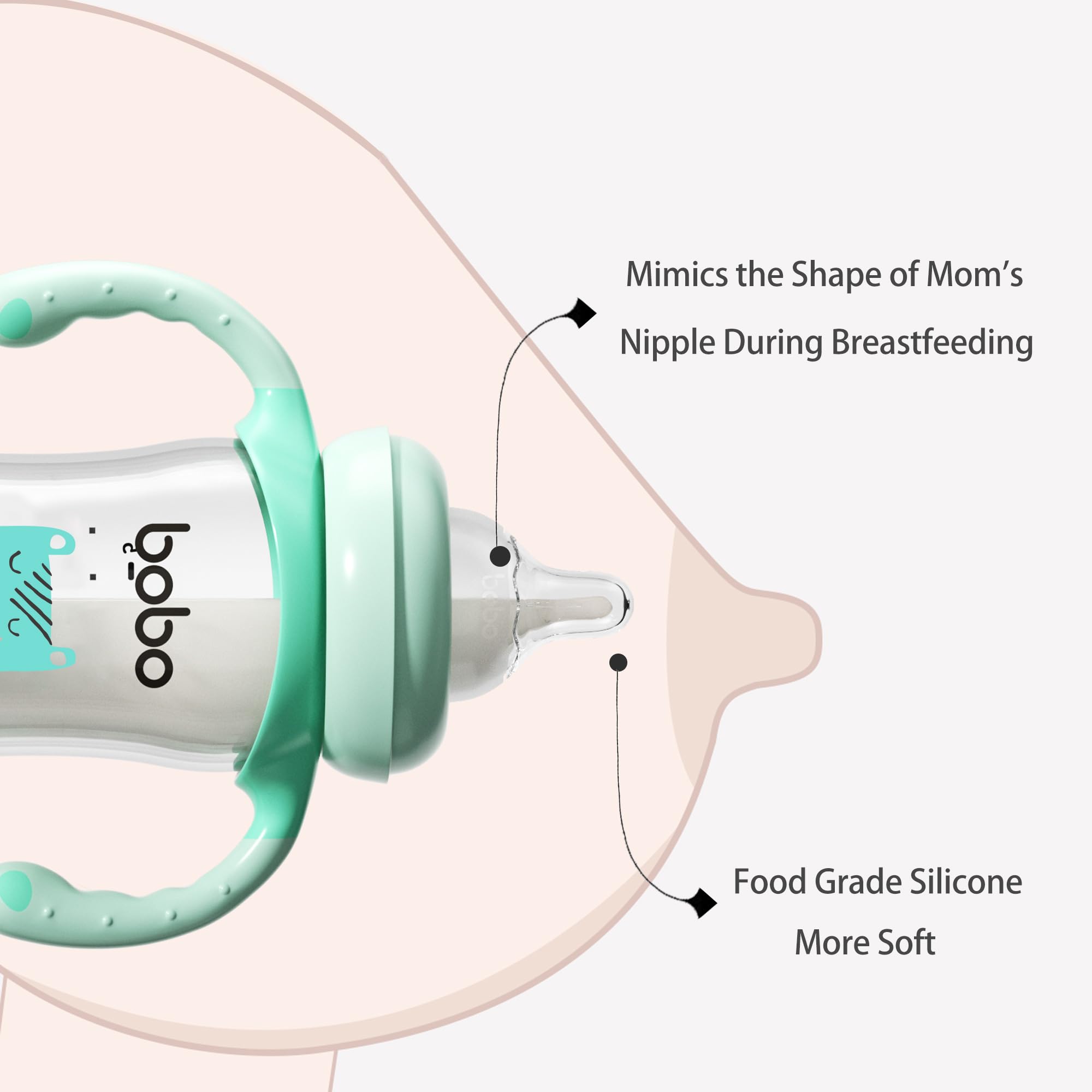 YOHKOH automatic lock flow pacifier supports smooth, steady drinking.