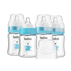 YOHKOH glass baby bottle 80ml wide-neck for newborn feeding ease.
