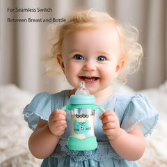 YOHKOH bottle nipple and pacifier showing natural response for paced feeding