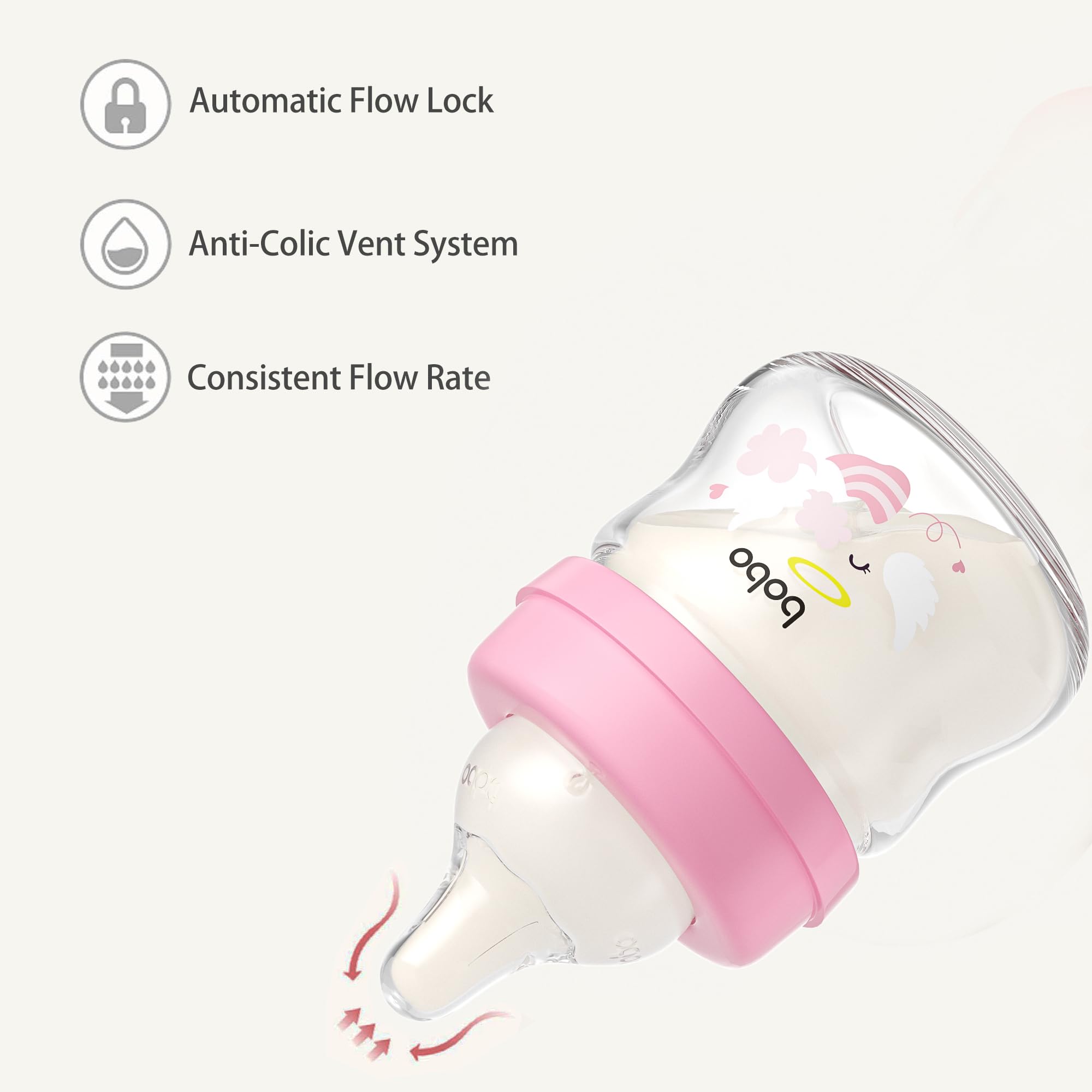 YOHKOH borosilicate glass bottle ensures durability and BPA-free feeding.