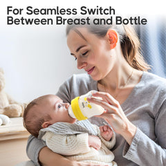 YOHKOH glass baby bottle 160ml wide-neck design eases cleaning and bottle prep