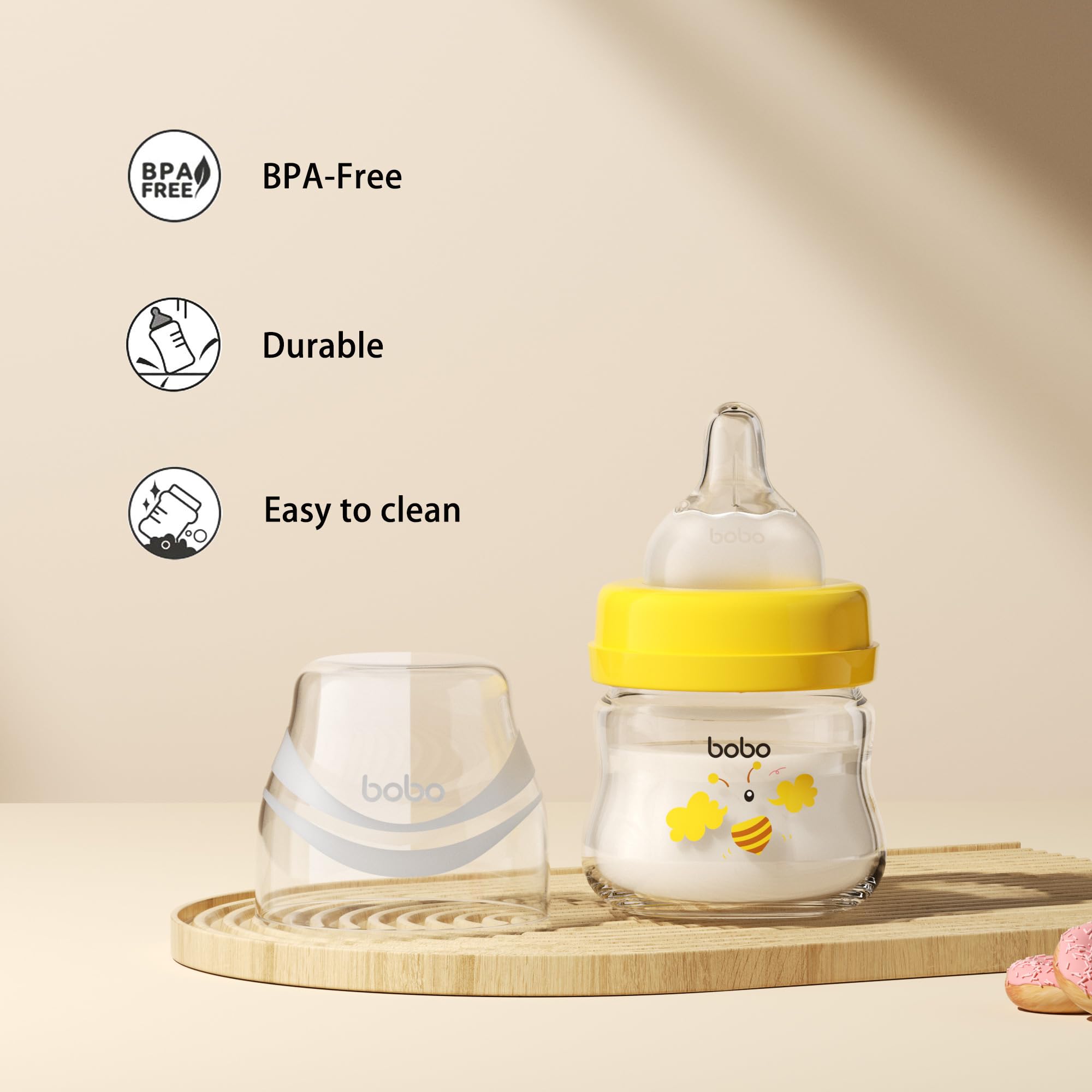 YOHKOH glass baby bottle borosilicate material promises purity and durability