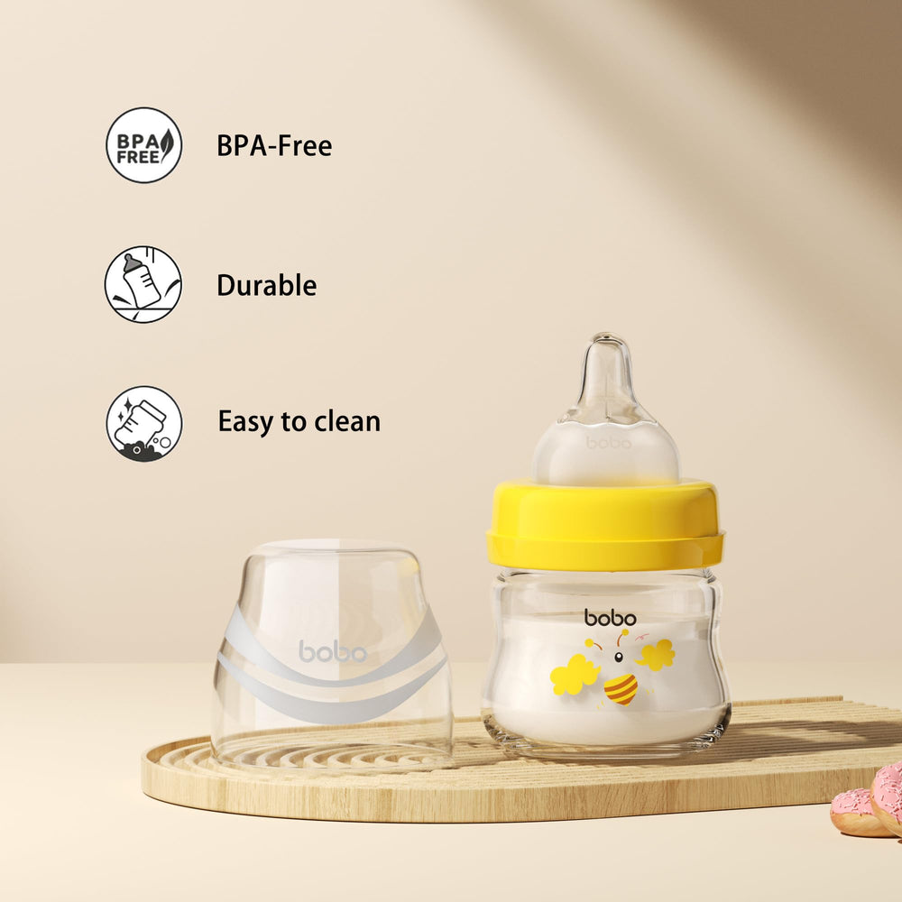 YOHKOH glass baby bottle borosilicate material promises purity and durability