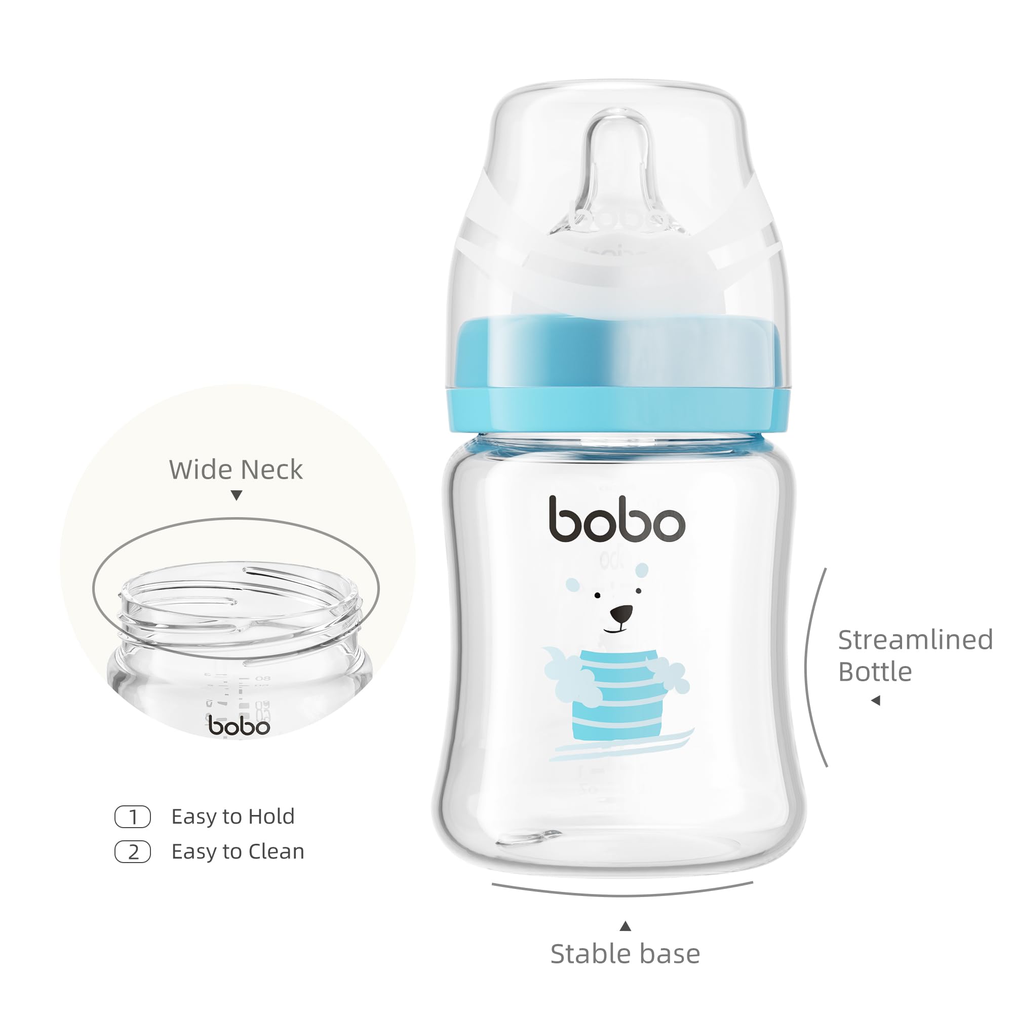 YOHKOH newborn feeding glass bottle; slow flow supports calm feeds.