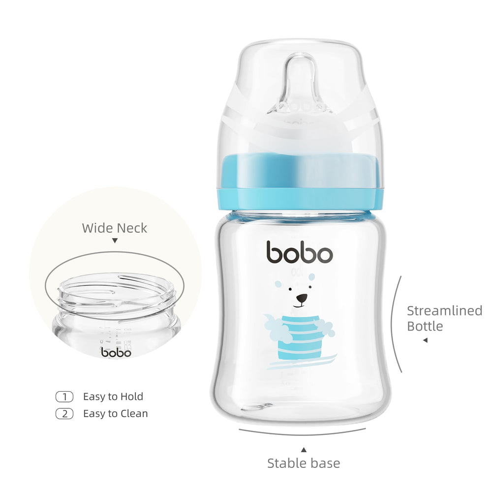 YOHKOH newborn feeding glass bottle; slow flow supports calm feeds.