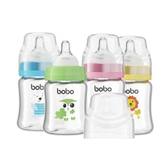 YOHKOH glass bottle with slow-flow nipple supporting gentle newborn feeding