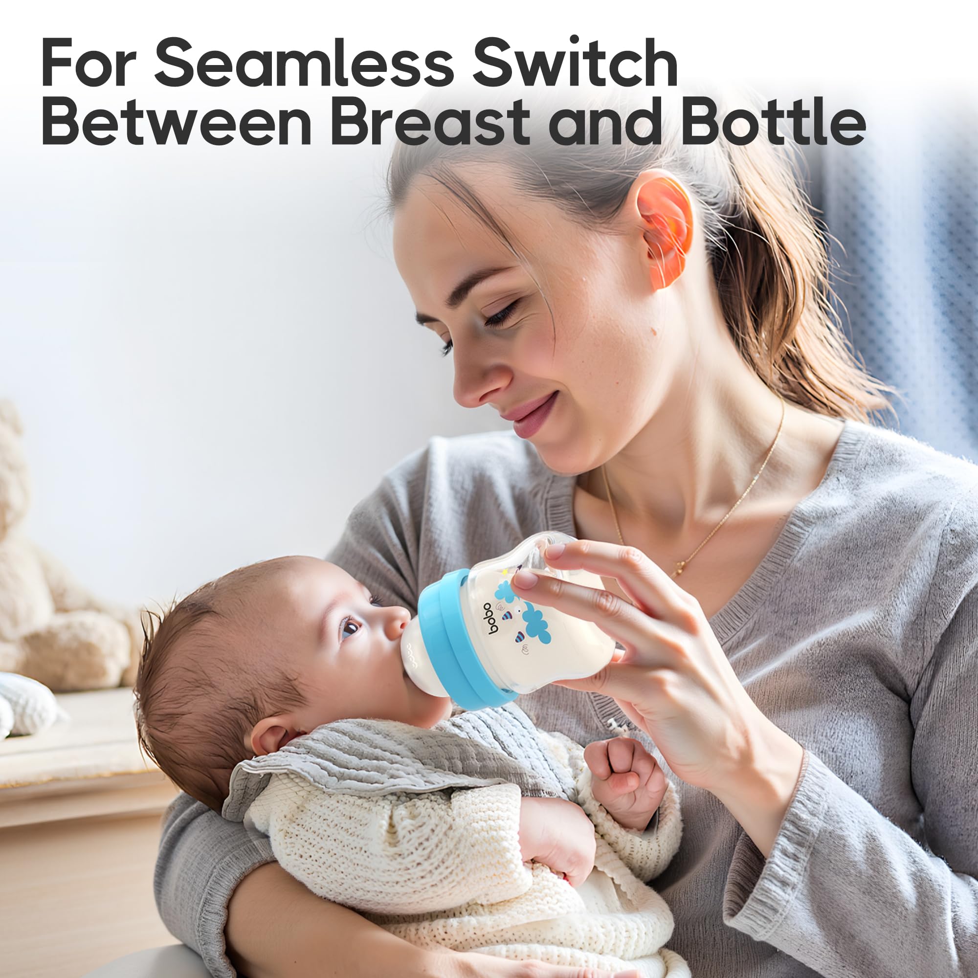 YOHKOH glass baby bottles with wide-neck design for easy filling and thorough cleaning.