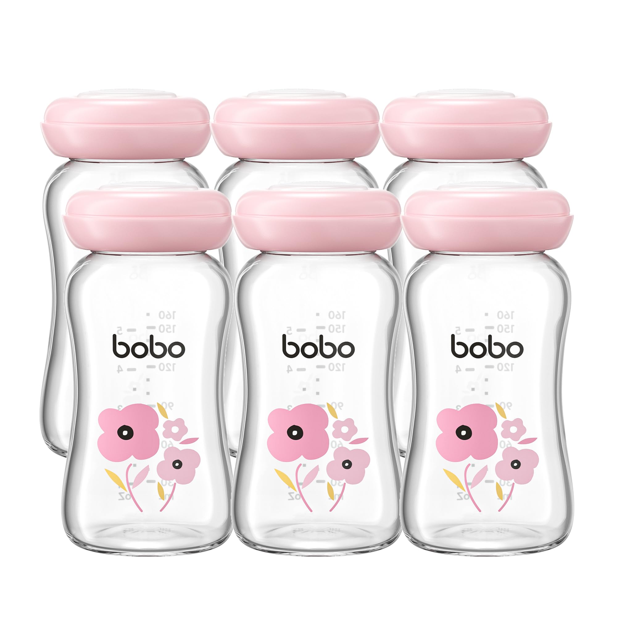 YOHKOH glass breast milk bottle front view for safe storage and leak-resistance for daily use