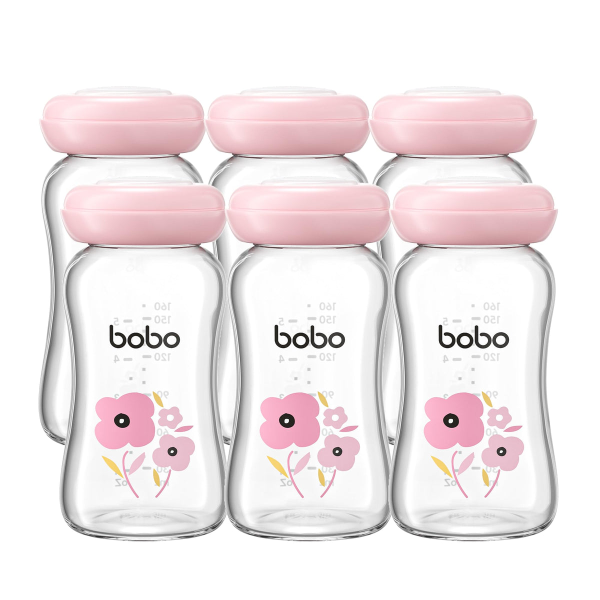 YOHKOH glass breast milk bottle front view for safe storage and leak-resistance for daily use