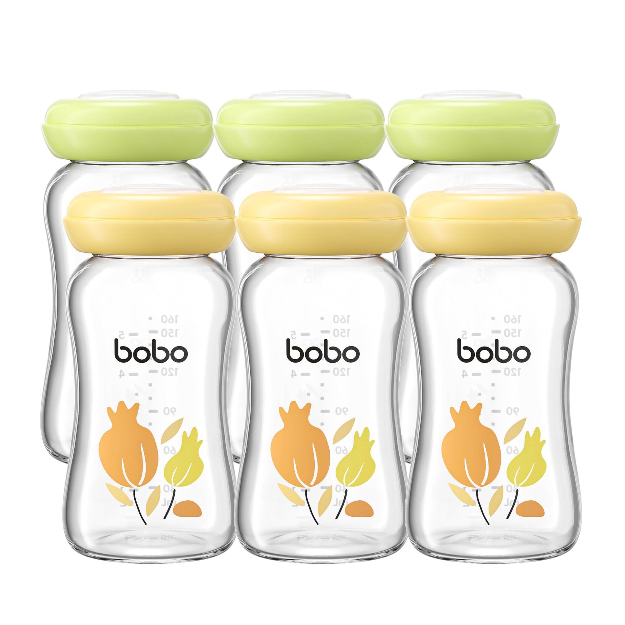 YOHKOH glass breast milk storage bottle cap closure provides a secure seal for travel.