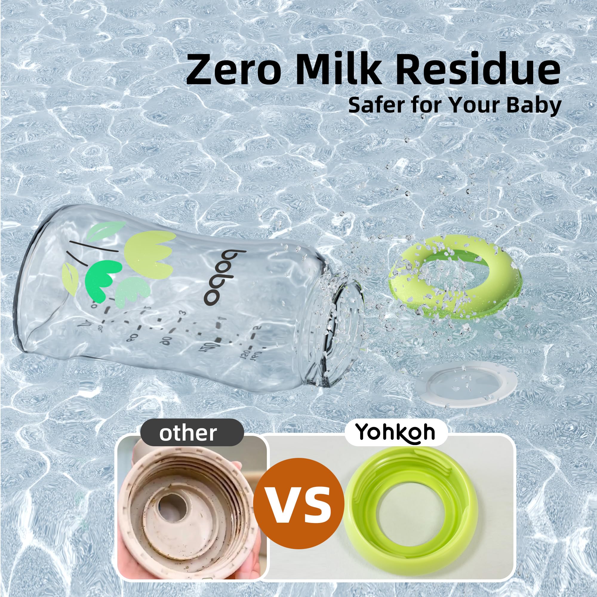 YOHKOH glass breast milk storage bottle freezer-safe option for portioned feeds.