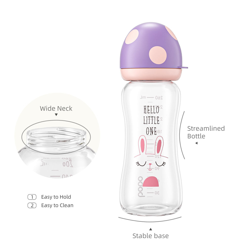 YOHKOH bottle wide neck supports staged feeding for growing infants.