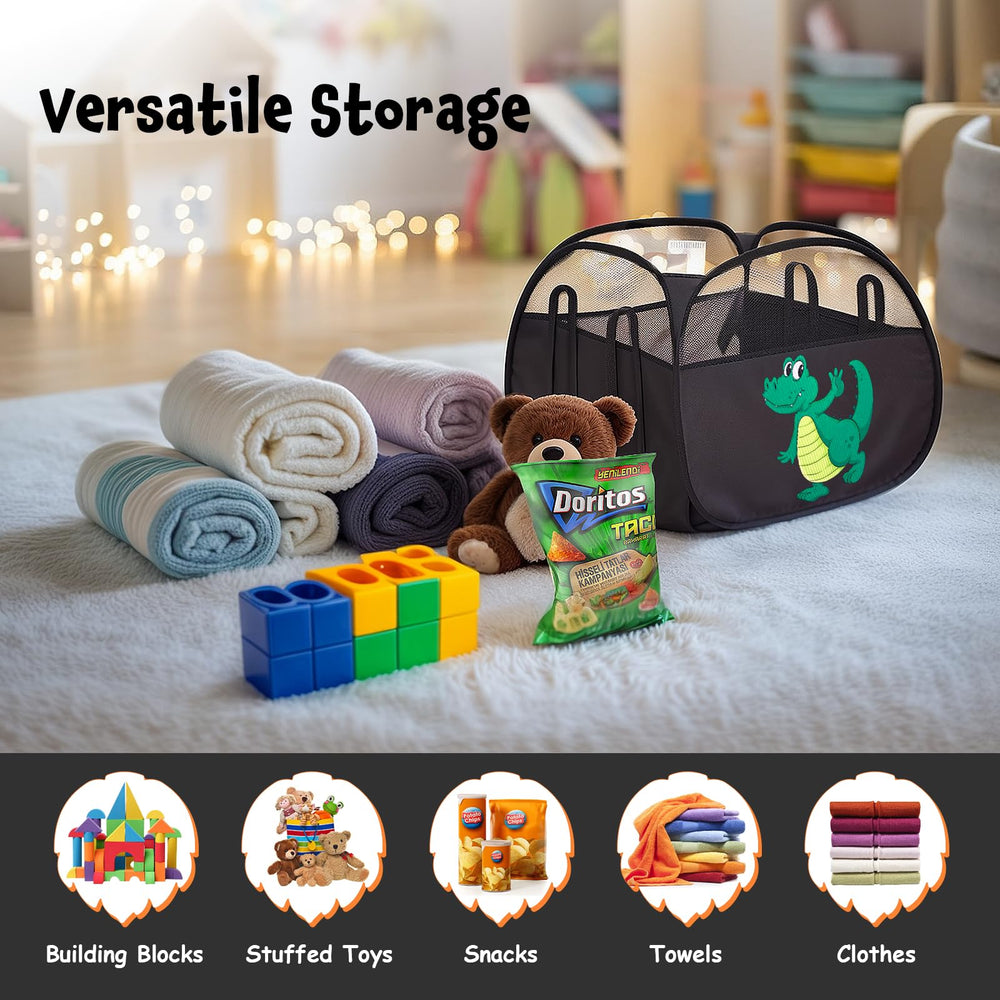 YOHOOLYO 95L toy storage basket side view with lion pattern for playroom charm