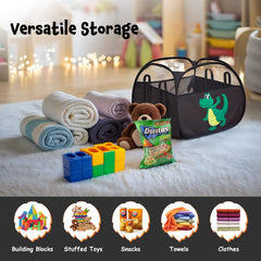 YOHOOLYO 95L toy storage basket side view with lion pattern for playroom charm