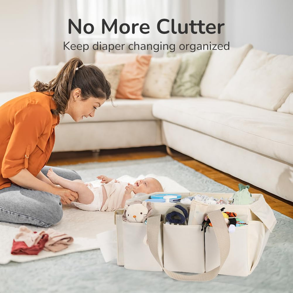 YOHOOLYO large capacity caddy fits diapers, bottles, and outfits