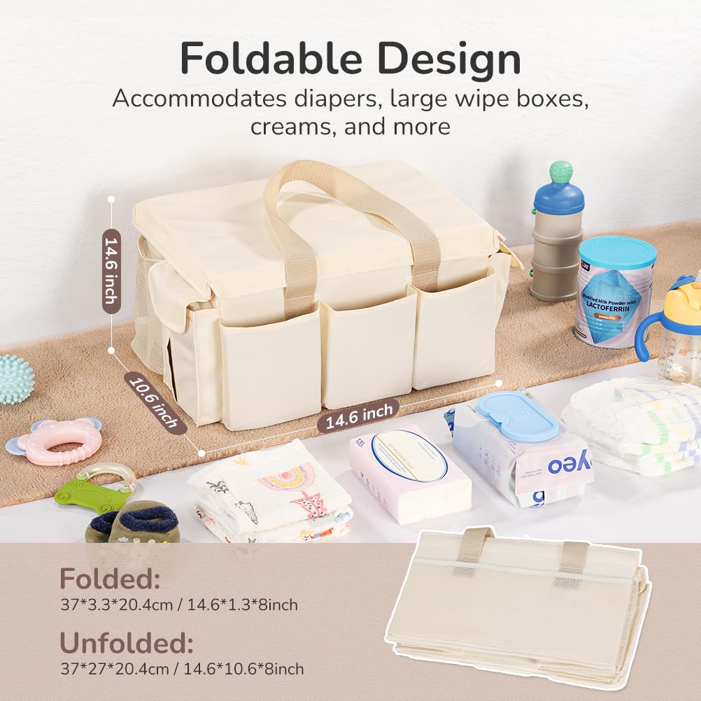 YOHOOLYO diaper caddy portable handles enable easy transport between rooms