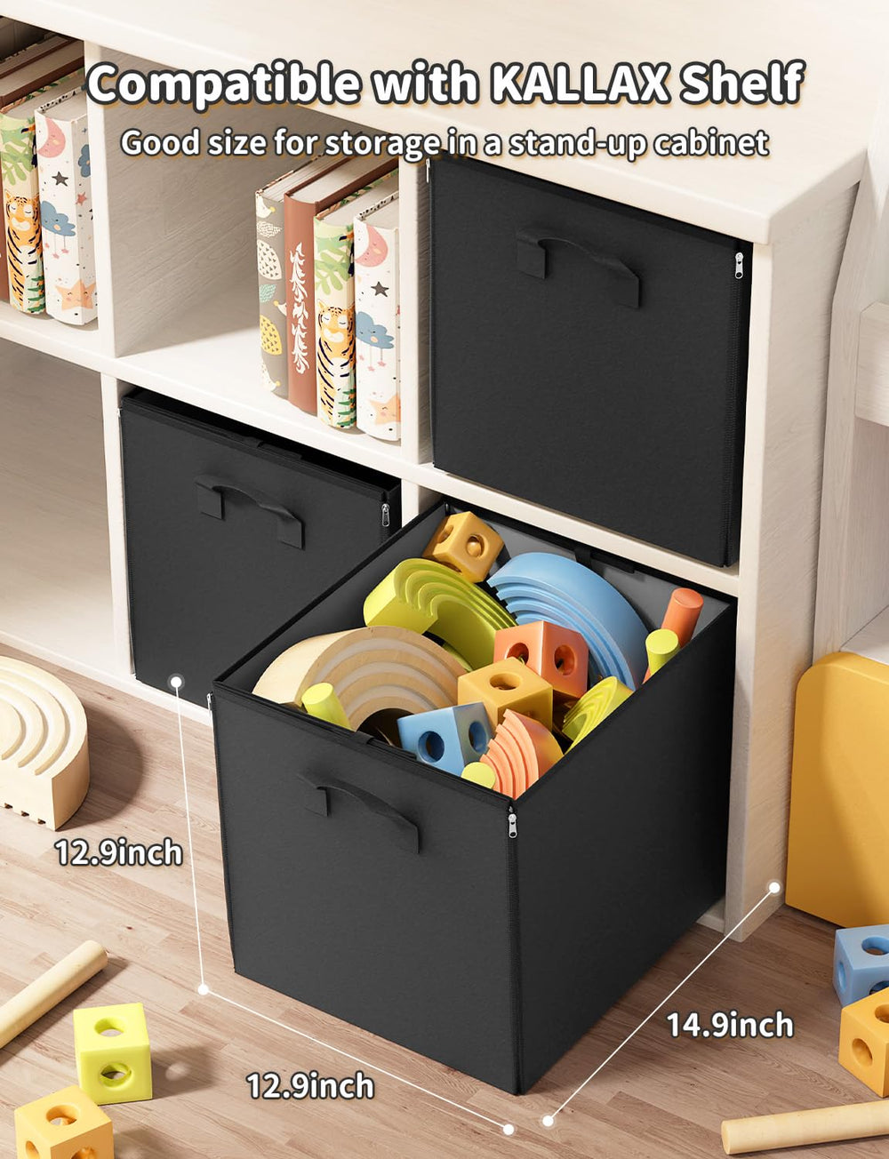 YOHOOLYO foldable toy bin with zipper keeps toys dust-free and organized.