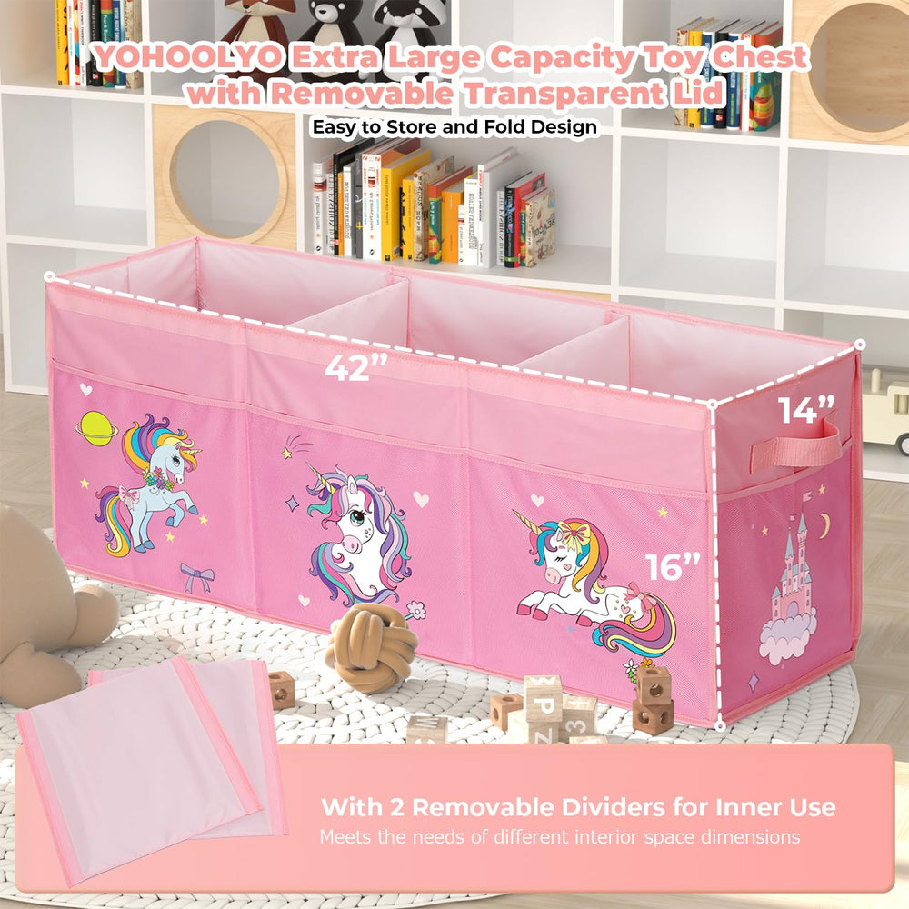 YOHOOLYO durable 600D Oxford fabric toy box in pink
