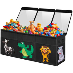 YOHOOLYO extra large toy box assembled showing spacious storage for toys and blankets