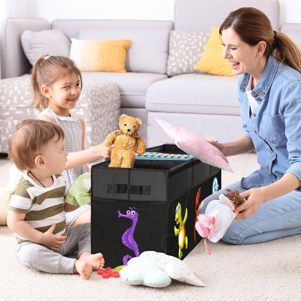 YOHOOLYO toy box in living room demonstrates tidy, kid-friendly storage