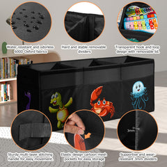 YOHOOLYO toy box with mesh side pockets keeps small pieces organized