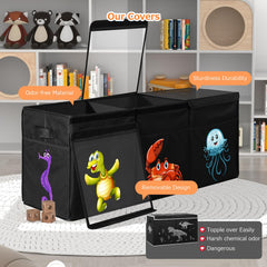 YOHOOLYO toy box with three clear lids for quick toy finding