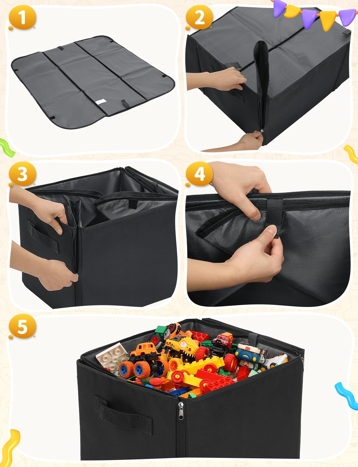 YOHOOLYO toy organizer stores bricks, puzzles, and blocks in one place.