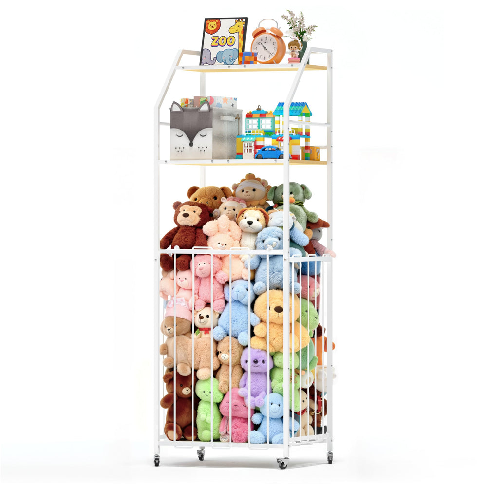 Yoimori stuffed animal storage zoo castle design showcases organized toy world for kids.