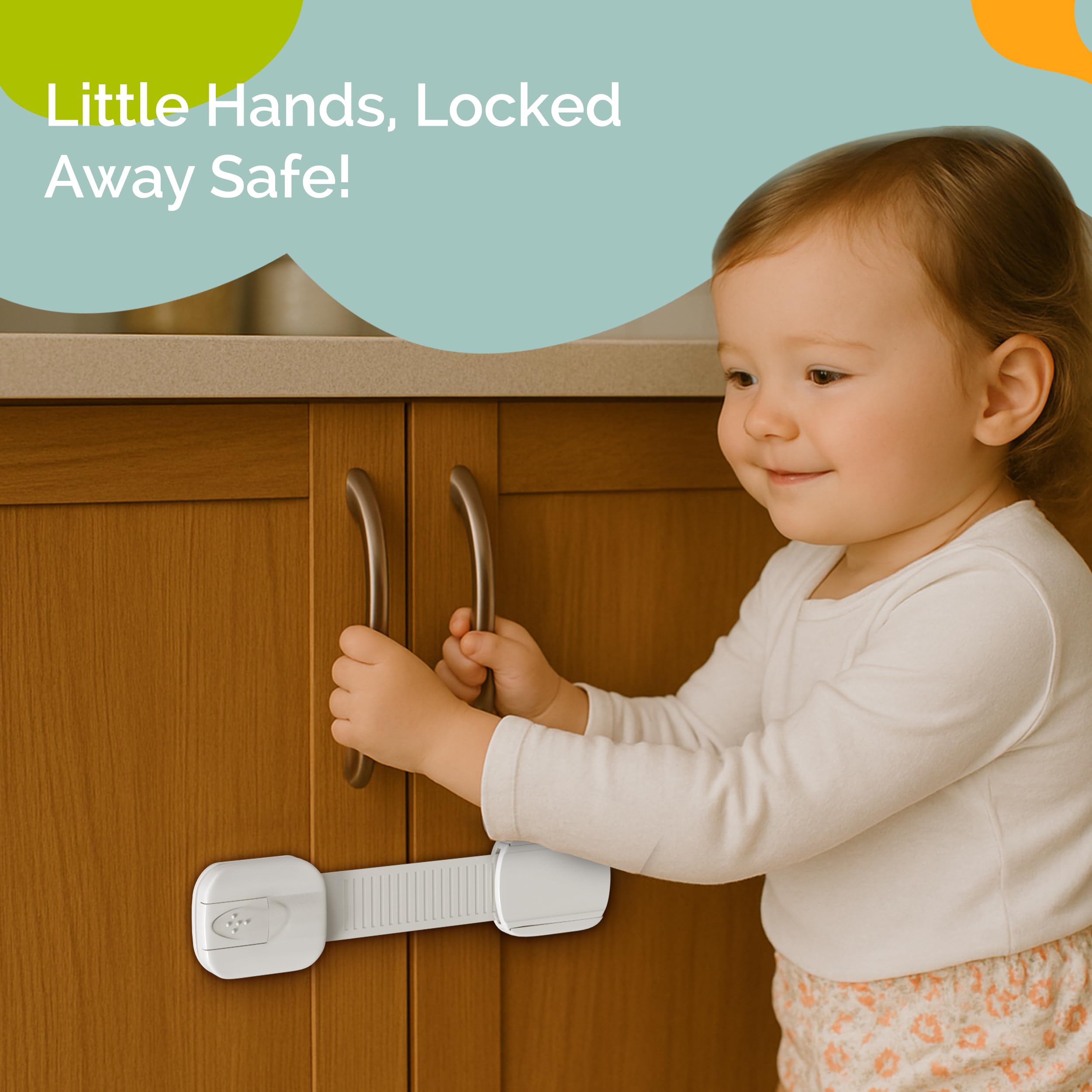 YOLAY cabinet locks in drawer-application illustrate tool-free installation