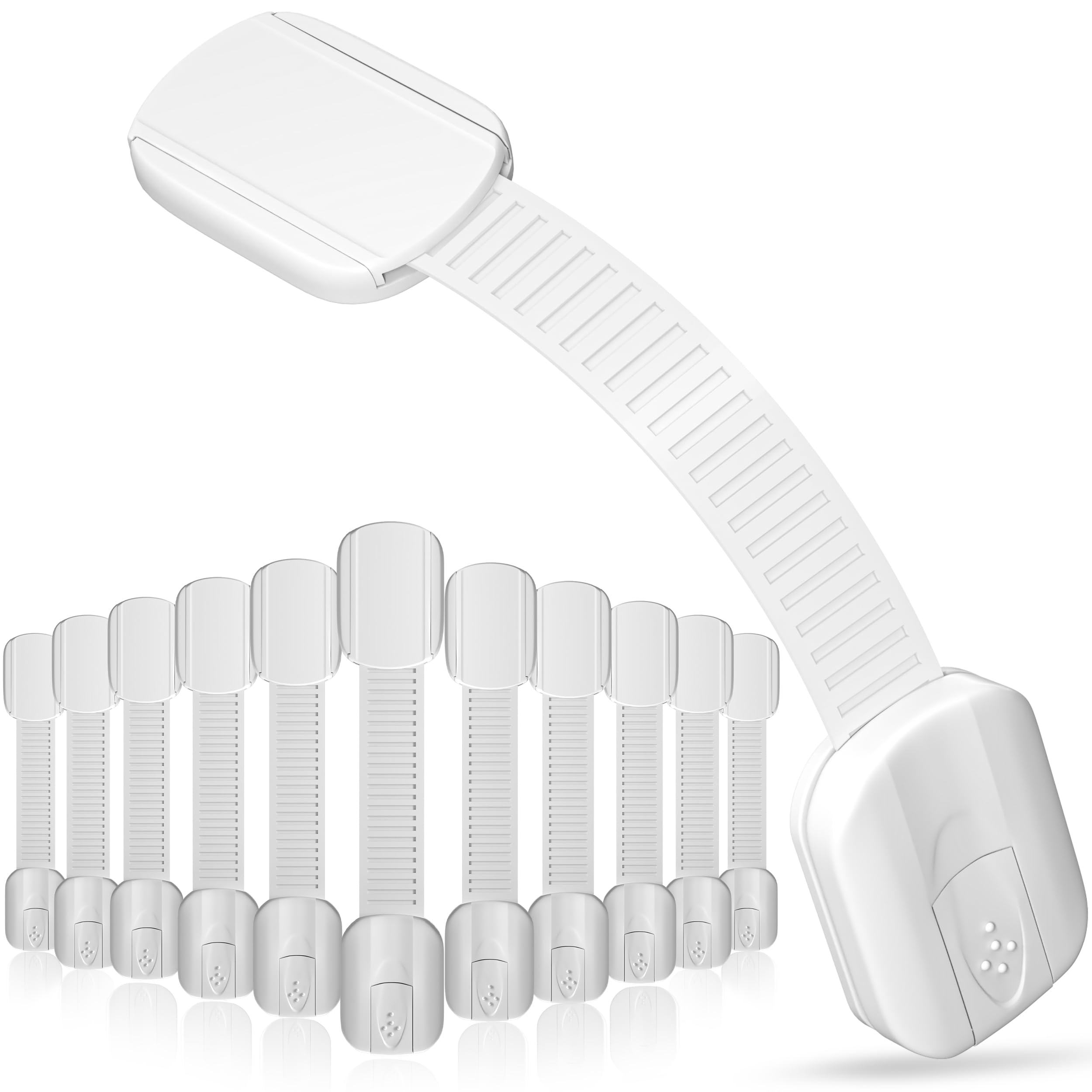 YOLAY packaging for child-proof cabinet locks highlights quick peel-and-stick setup