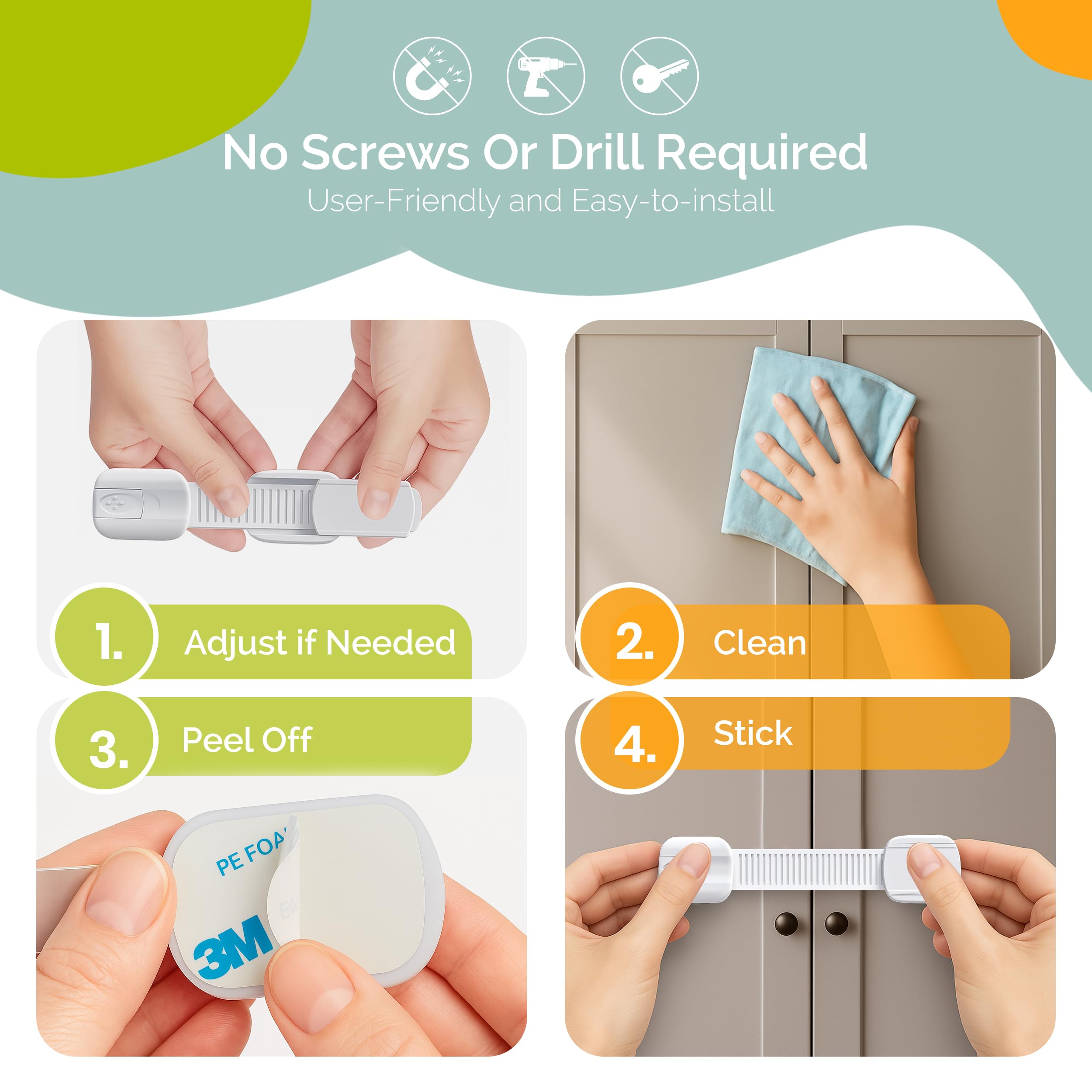 YOLAY kitchen-use scenario showing fridge or trash can mounting for safety