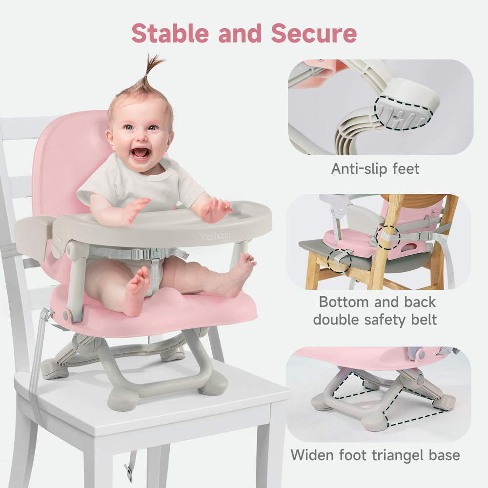 YOLEO safe harness system with non-slip feet stabilizes baby at table