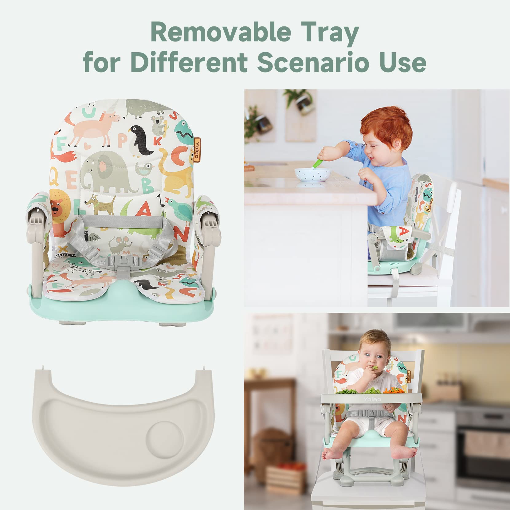 YOLEO high chair offers 4-height adjustments to fit different tables