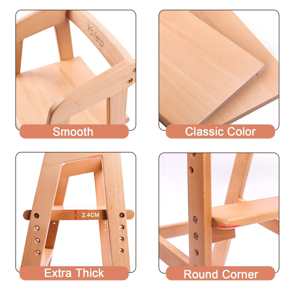 YOLEO high chair adjustable seat height helps kids reach table comfortably