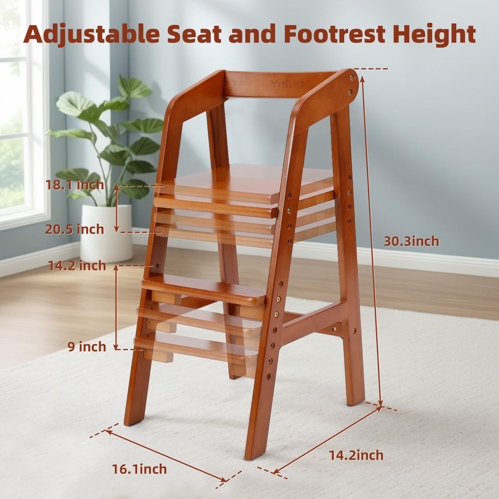 YOLEO high chair transitions from dining to studying for versatile child time.