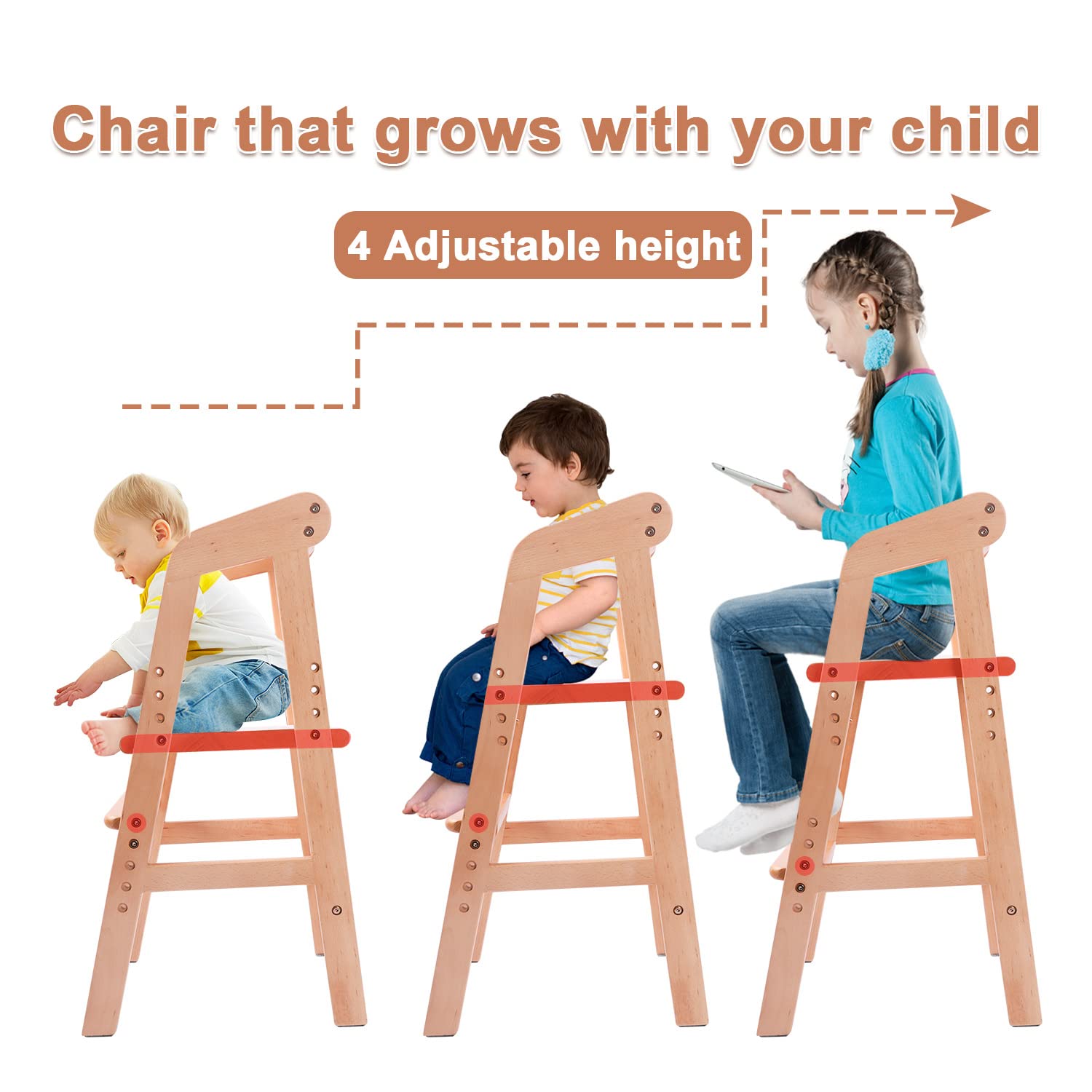 YOLEO high chair step feature helps children climb safely