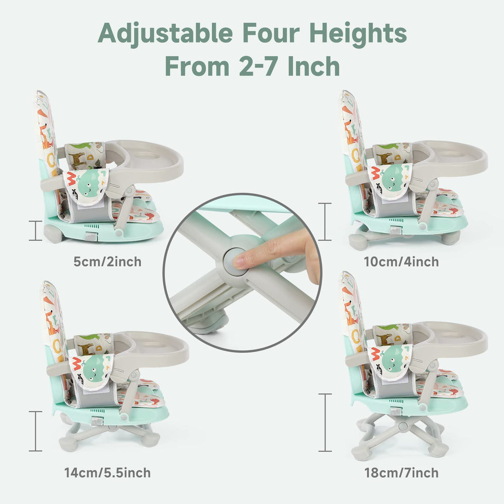 YOLEO booster seat with 3-point harness keeps baby upright safely