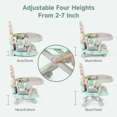 YOLEO booster seat with 3-point harness keeps baby upright safely
