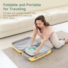 YOLEO travel foldable high chair sits flat for easy packing