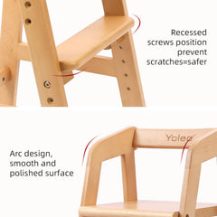 YOLEO wooden high chair shown in dining setup supports family meals.