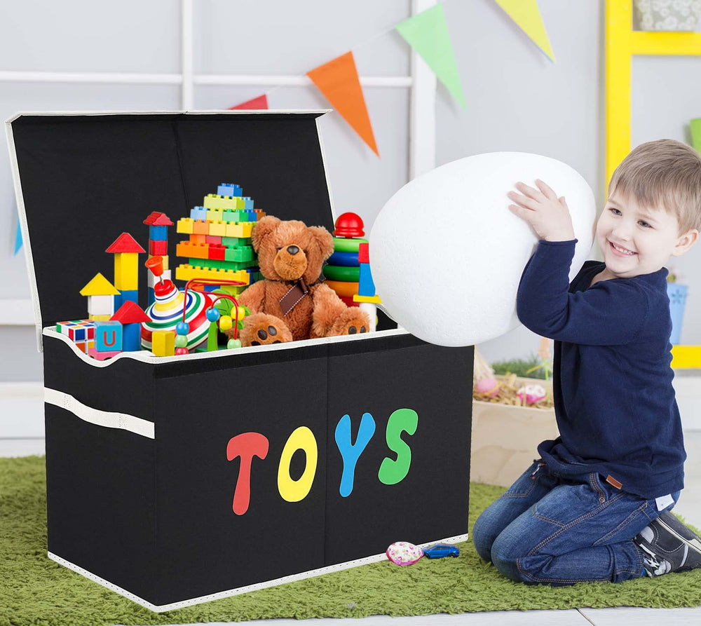 YOLOXO kids-room organizer box in black for easy cleanup.