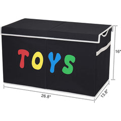 YOLOXO nursery black toy chest keeps essentials tidy and within reach.