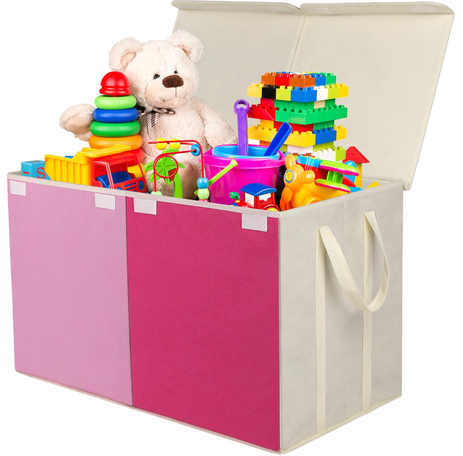 YOLOXO toy box chest closeup on durable linen fabric