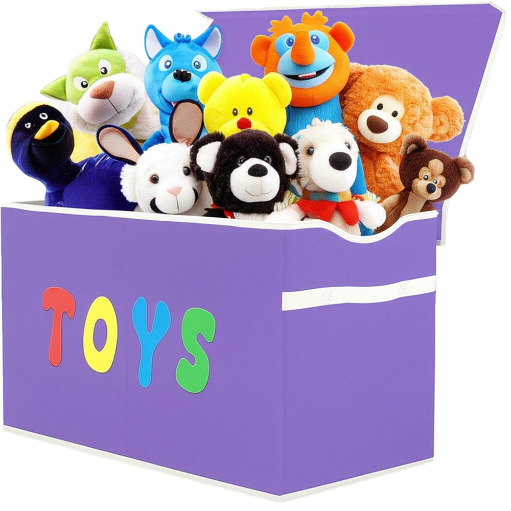 YOLOXO Toy Box Chest front view with open lid for easy toy access and tidier play area