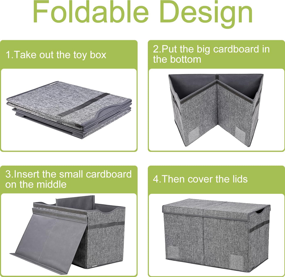 YOLOXO Toy Box Chest in nursery setup safely stores stuffed animals and books.