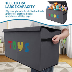 YOLOXO Toy Box Chest side view shows sturdy structure and easy-to-move handles