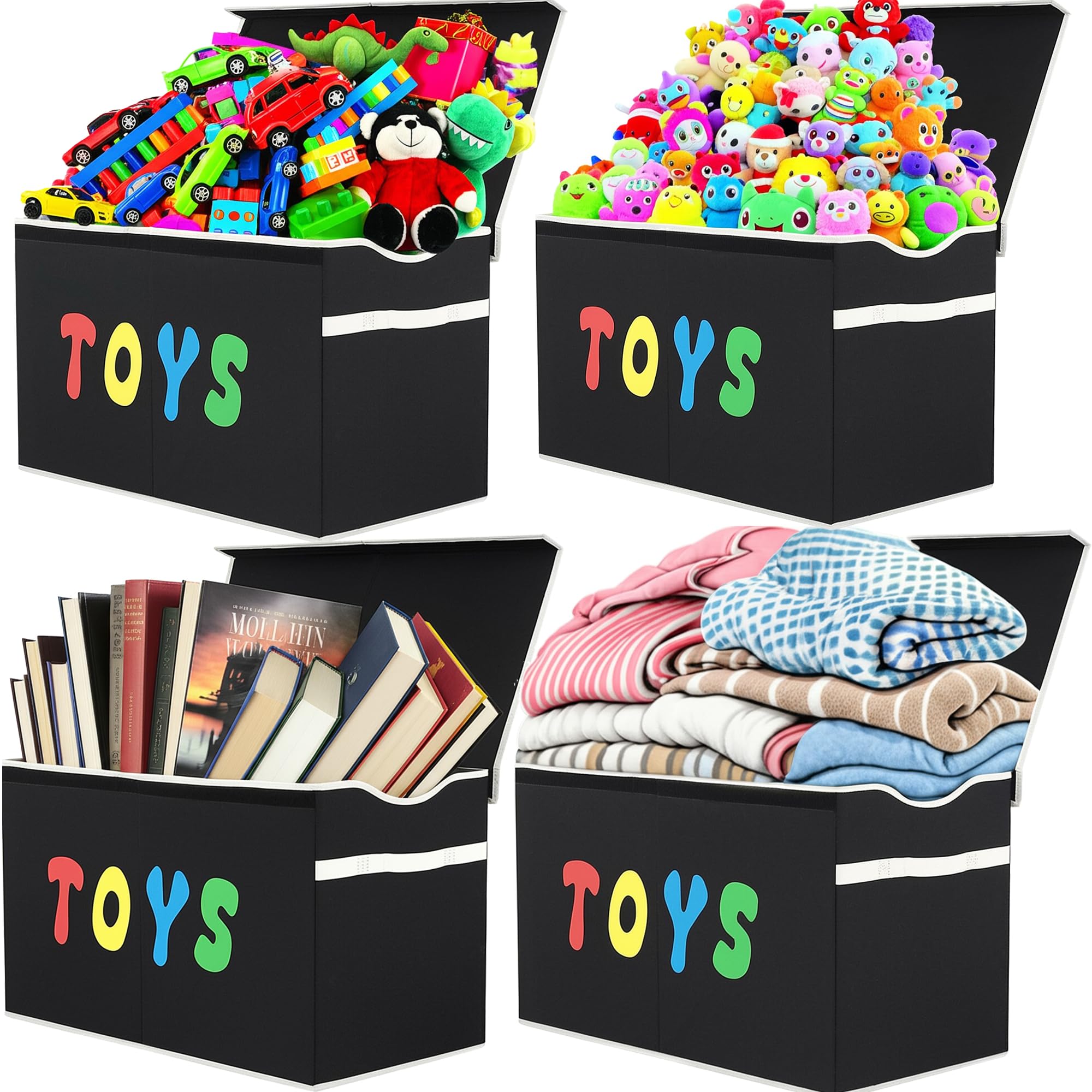 YOLOXO XL black linen toy storage bin keeps toys organized and accessible.
